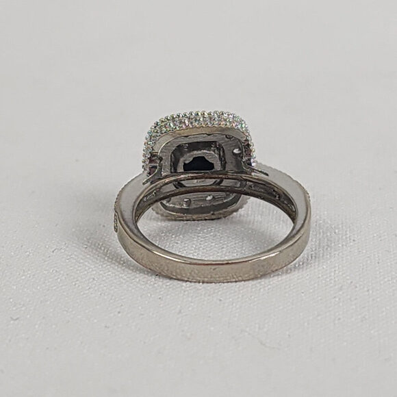925 Sterling Silver Black Square Stone Ring Size 9 - Picture 4 of 8